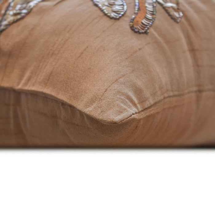Spark Attraction - Peach Art Silk Throw Pillow Cover
