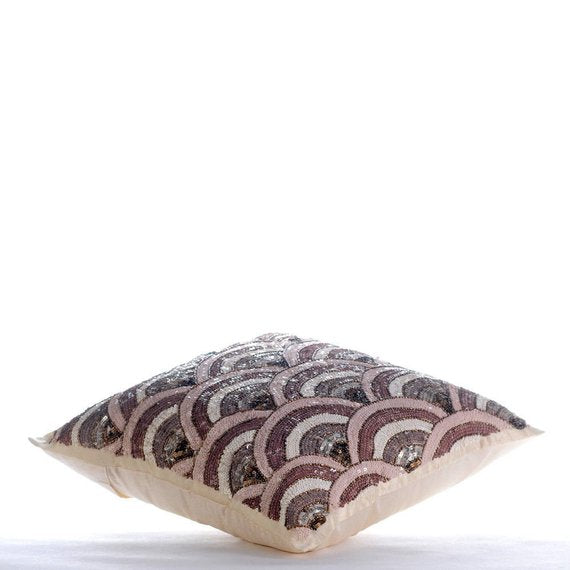 Splendor Beige Silk Throw Pillow Cover