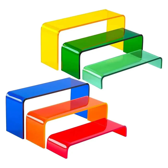 Colorful acrylic display risers for home decor and organization