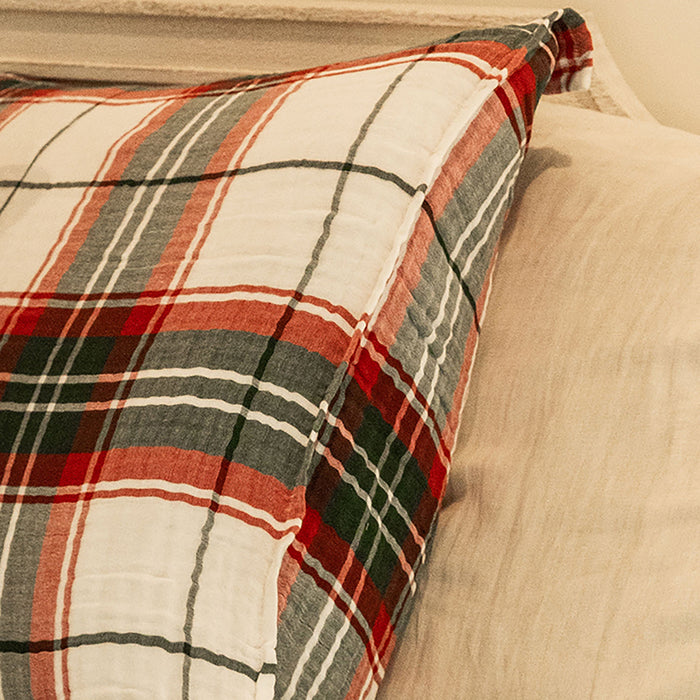 Standard Pillow Shams – Set of 2 - Holiday Plaid