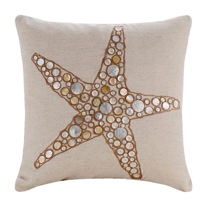 Starfish Coated Pearl - Natural Beige Cotton Linen Decorative Euro Sham