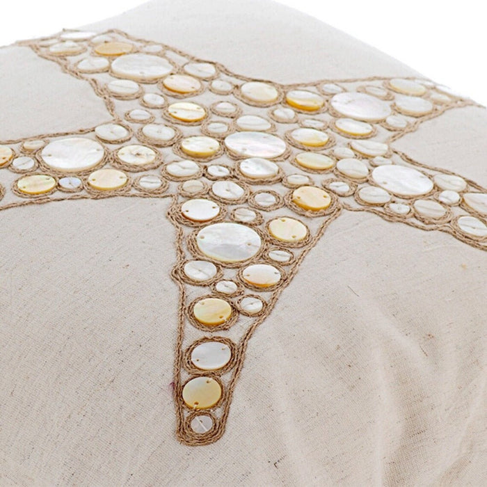 Starfish Coated Pearl - Natural Beige Cotton Linen Decorative Euro Sham