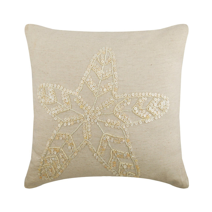 Starfish Pearls - Natural Beige Cotton Linen Decorative Euro Sham