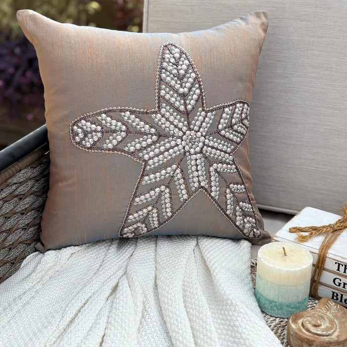 Starfish Sparkle - Two Tone Orange Purple Art Silk Decorative Euro Sham