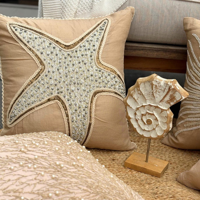 Starfish Spectrum - Beige Linen Decorative Euro Sham