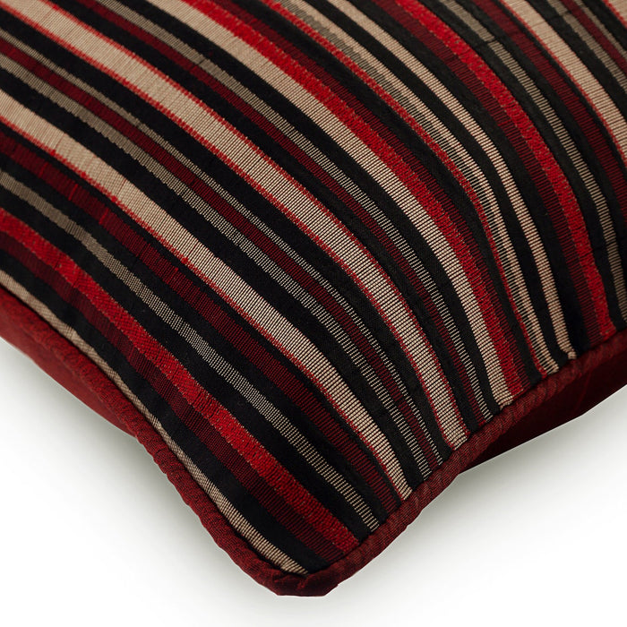 Striped Right - Red Silk Throw Pillow Cover