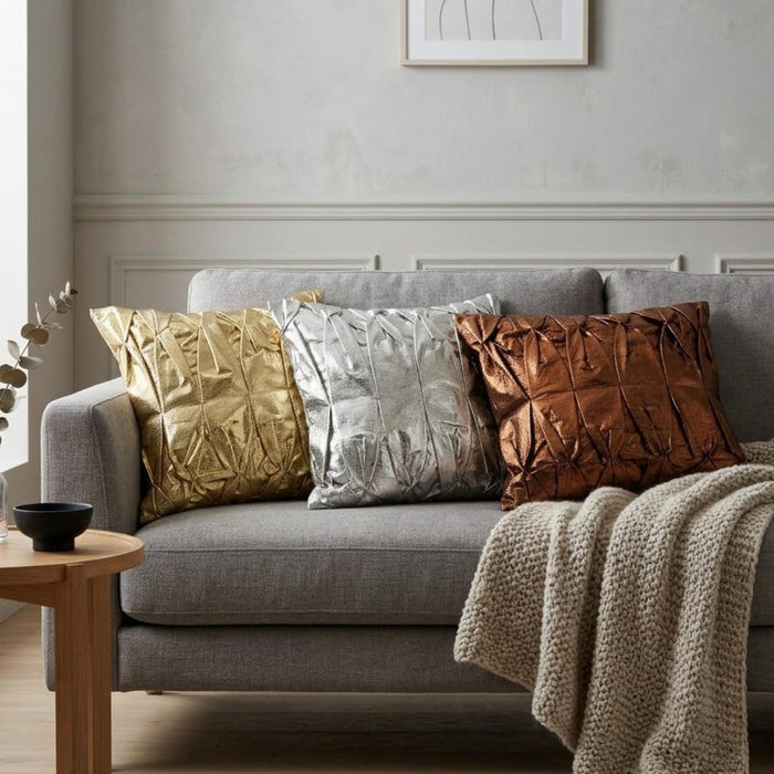 Stunning Bronzer - Copper Faux Leather Throw Pillow Cover