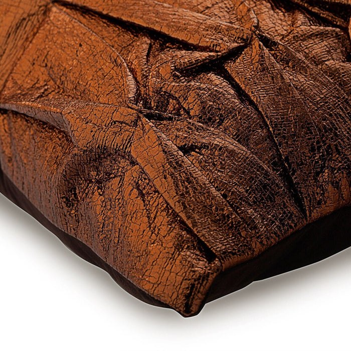 Stunning Bronzer - Copper Faux Leather Throw Pillow Cover