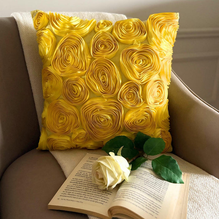 Sun Blooms - Yellow Art Silk Decorative Euro Sham