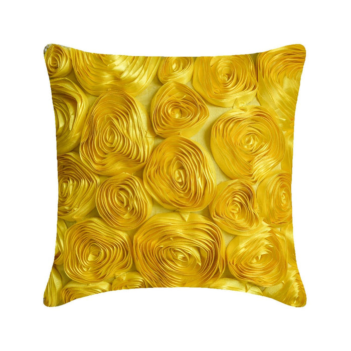 Sun Blooms - Yellow Art Silk Decorative Euro Sham
