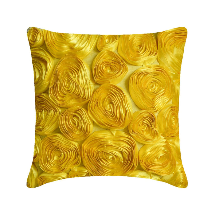 Sun Blooms - Yellow Art Silk Throw Pillow Cover
