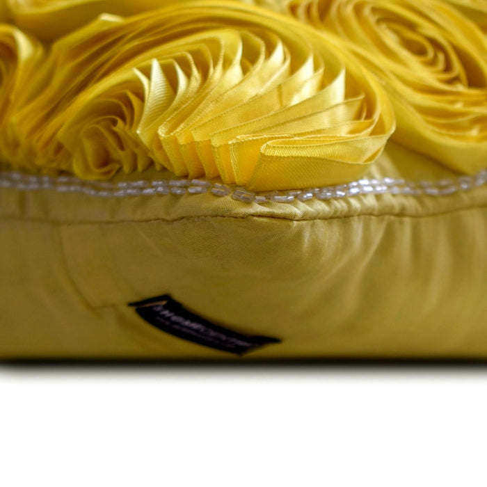 Sun Blooms - Yellow Art Silk Throw Pillow Cover
