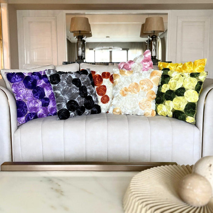 Sunny Yellow Blooms - Yellow Art Silk Decorative Euro Sham