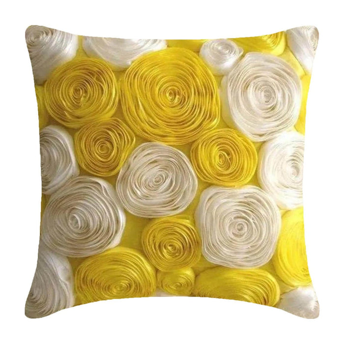 Sunny Yellow Blooms - Yellow Art Silk Throw Pillow Cover