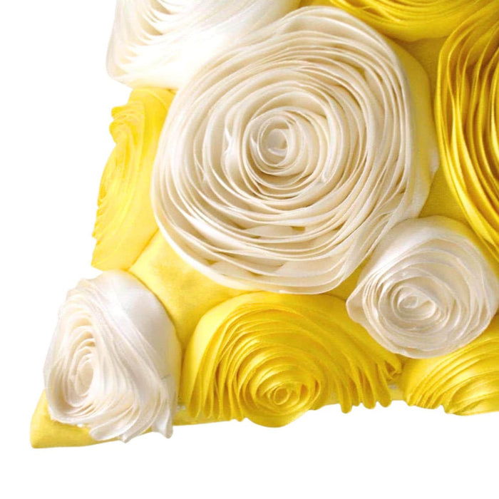 Sunny Yellow Blooms - Yellow Art Silk Throw Pillow Cover