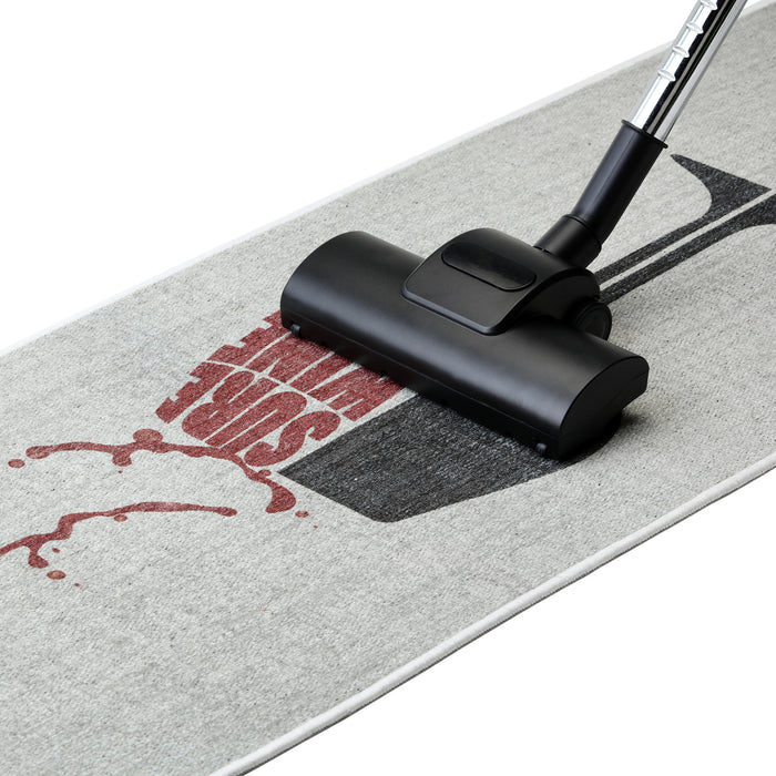 SussexHome Non Skid Washable Wine Bar Decorative Floor Rug 20" x 59" | Gray&Black