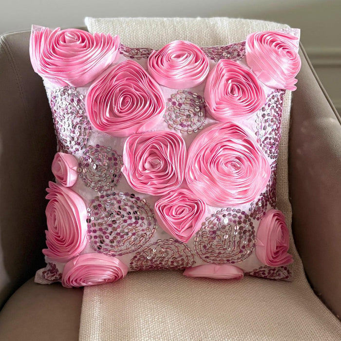 Sweet Kisses - Pink Art Silk Decorative Euro Sham