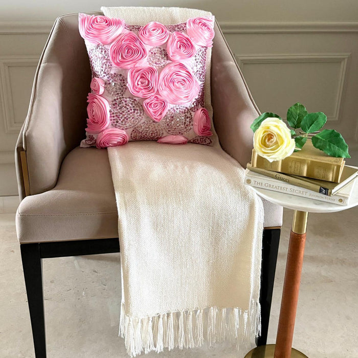 Sweet Kisses - Pink Art Silk Throw Pillow Cover