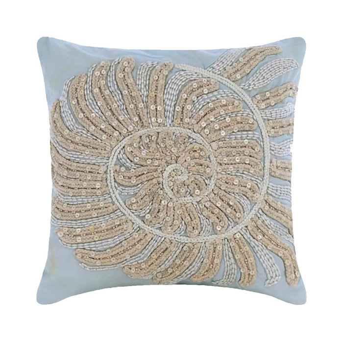 Swirl Twirl - Light Blue Cotton Linen Decorative Euro Sham