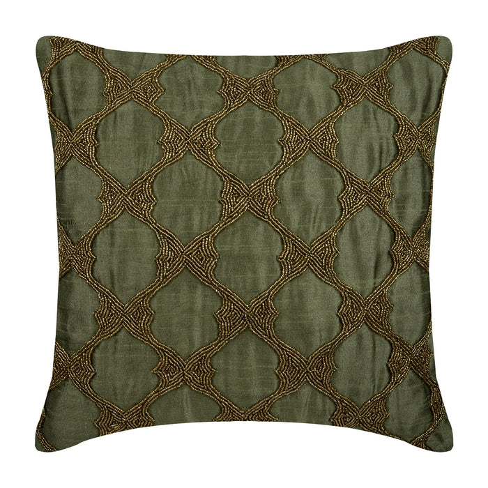 Tarnished Gold Beaded Decorative Euro Sham