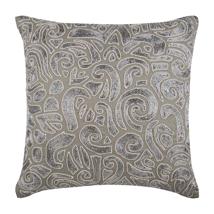 Taupe Carnival - Silver Cotton Linen Decorative Euro Sham