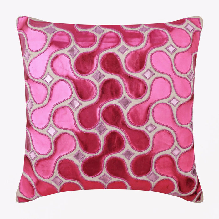 Techno Boogie - Metallic Pink Faux Leather Decorative Euro Sham