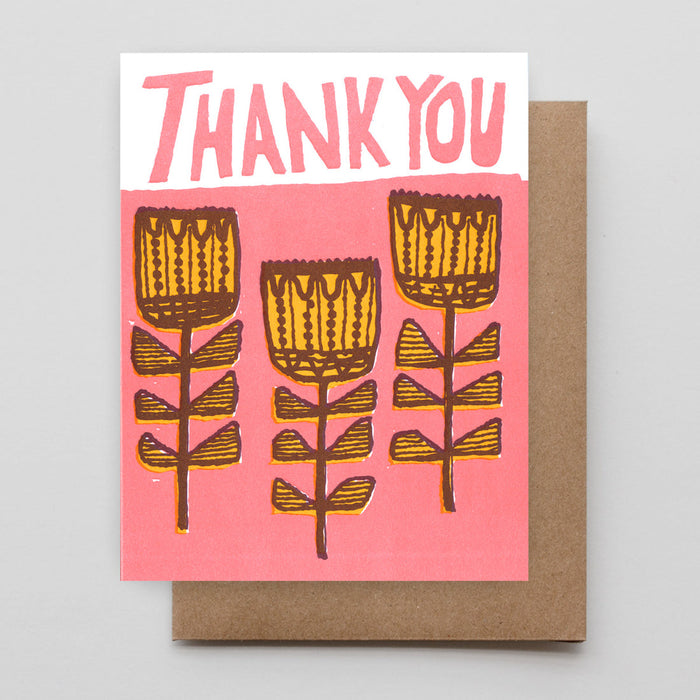 Thank You Card, Folk Art Letterpress