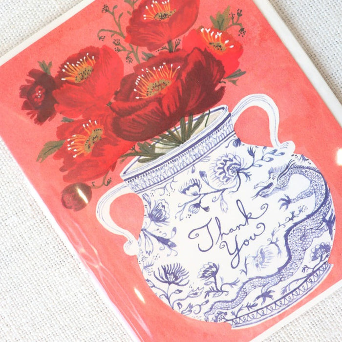 Thank You Dragon Vase Art Card by Red Cap Cards at Golden Rule Gallery in Excelsior, MN