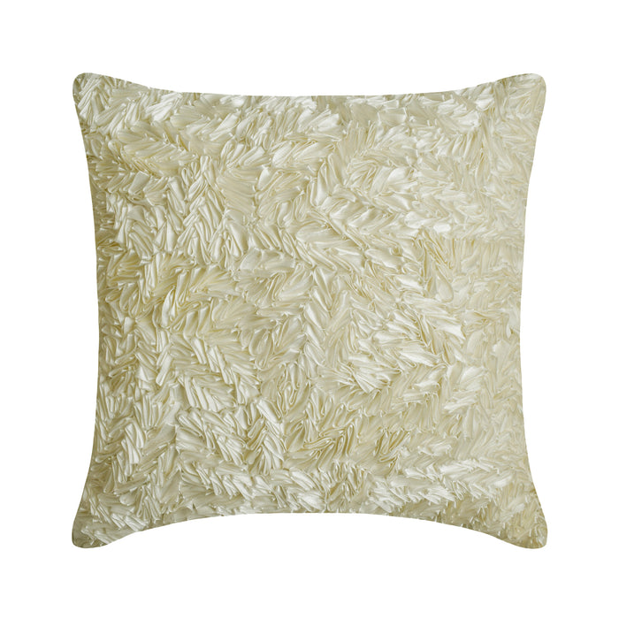 Thats Satin Ribbon - Ivory Art Silk Decorative Euro Sham