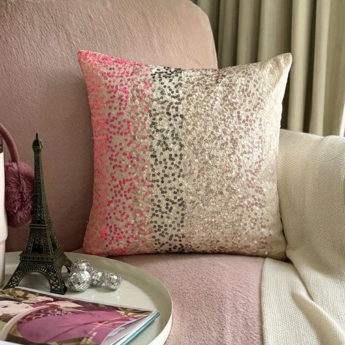 The Faraway Land - Pink Art Silk Throw Pillow Cover