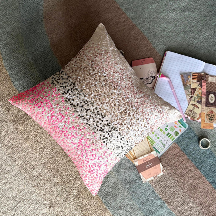 The Faraway Land - Pink Art Silk Throw Pillow Cover