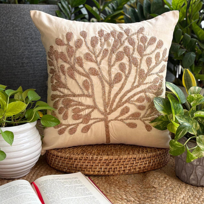 The Gold Tree - Gold Art Silk Throw Pillow Cover