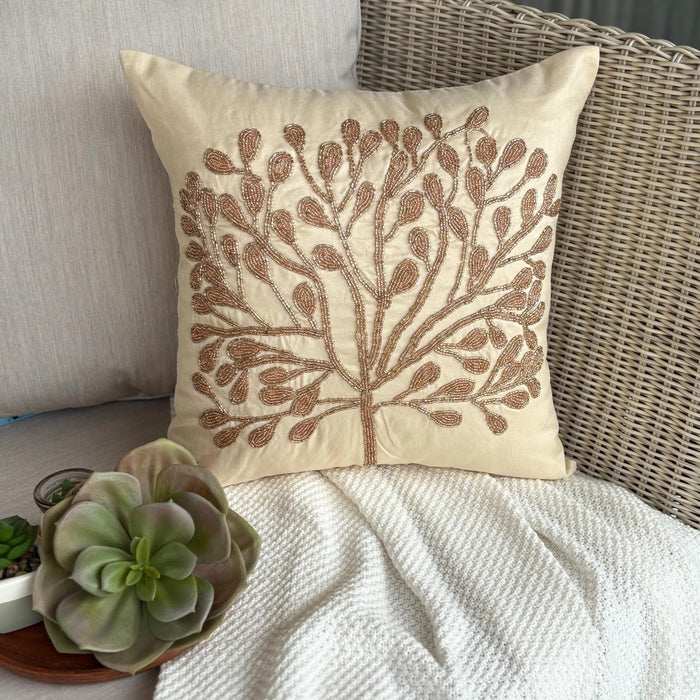 The Gold Tree - Gold Art Silk Throw Pillow Cover