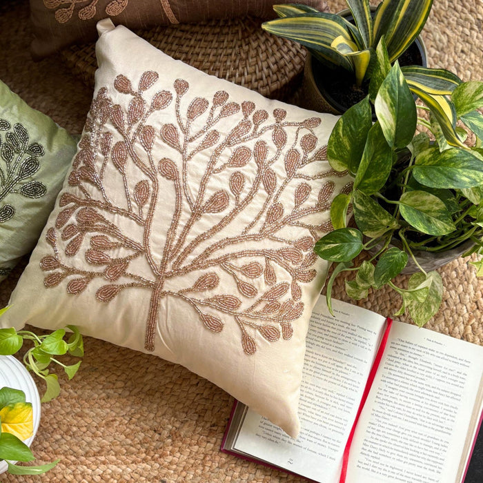 The Gold Tree - Gold Art Silk Throw Pillow Cover