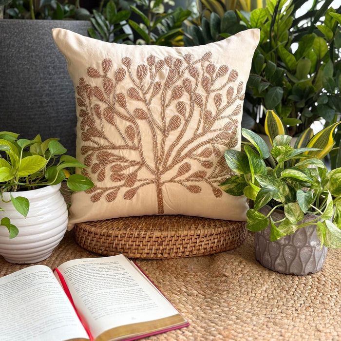 The Gold Tree - Gold Art Silk Throw Pillow Cover