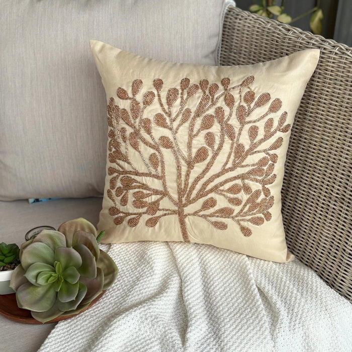 The Gold Tree - Gold Art Silk Throw Pillow Cover
