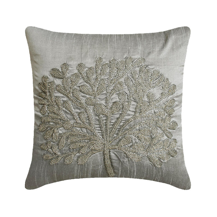 The Silver Tree - Silver Art Silk Throw Pillow Cover