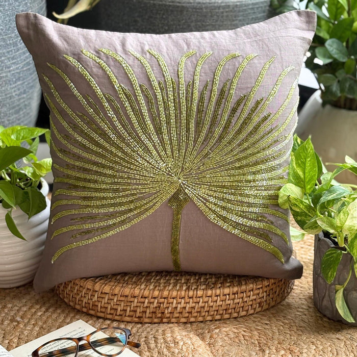 Together We Grow - Brown Cotton Linen Throw Pillow Cover