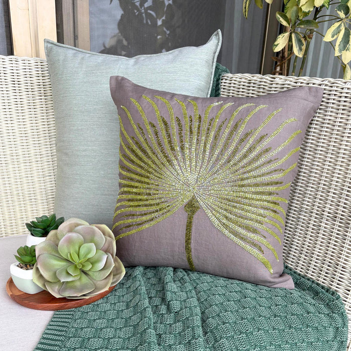 Together We Grow - Brown Cotton Linen Throw Pillow Cover