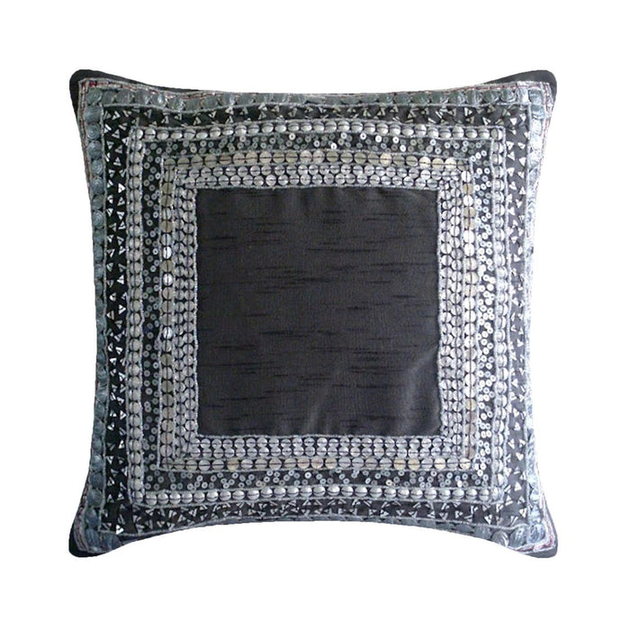 Treasure Trove - Charcoal Gray Art Silk Decorative Euro Sham