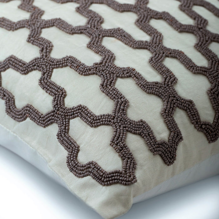 Trellis Cafe Runway - Ivory Silk Throw Pillow Cover