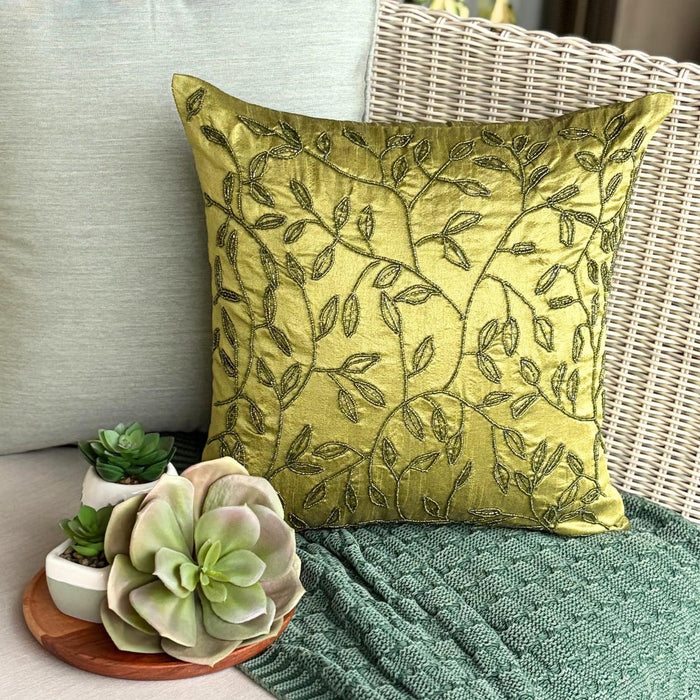Tropical - Green Art Silk Decorative Euro Sham