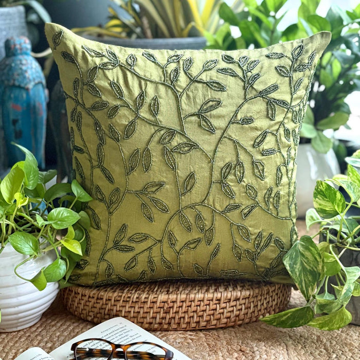 Tropical - Green Art Silk Decorative Euro Sham
