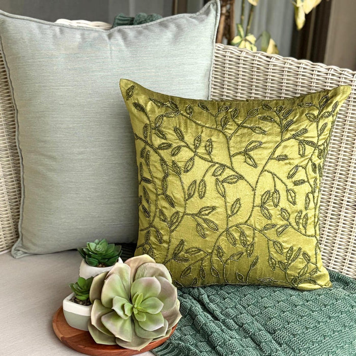 Tropical - Green Art Silk Throw Pillow Cover