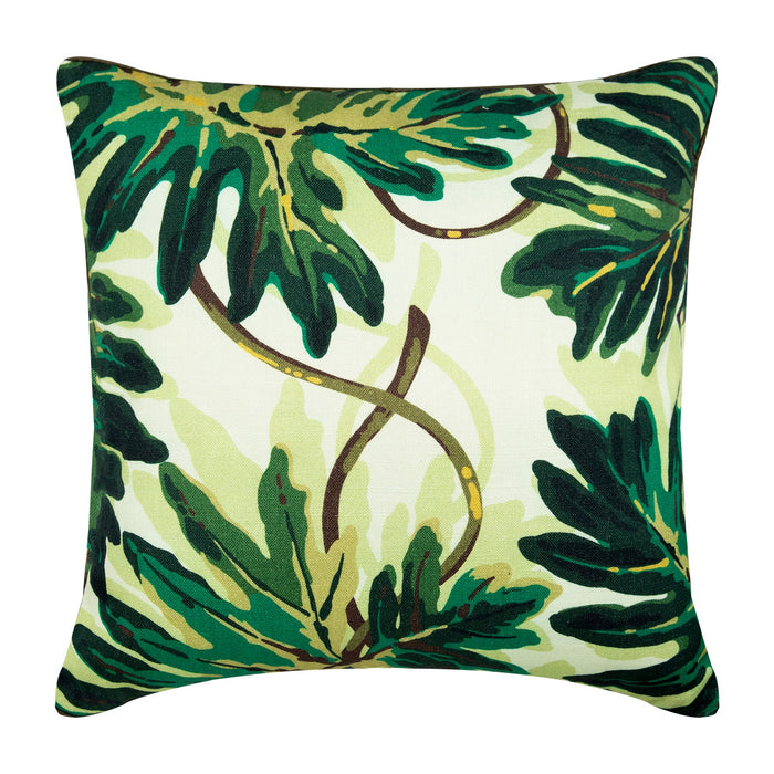 Tropical Girl - Green Cotton Throw Pillow Cover
