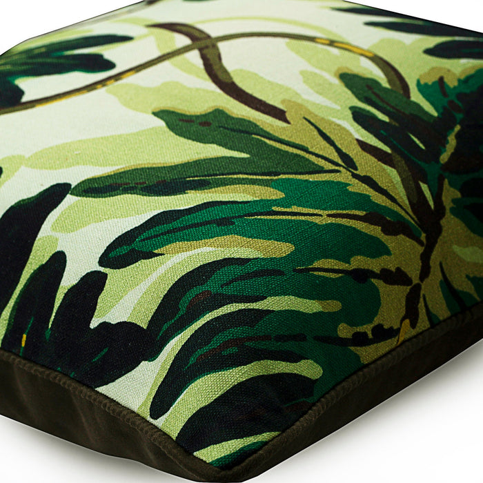 Tropical Girl - Green Cotton Throw Pillow Cover