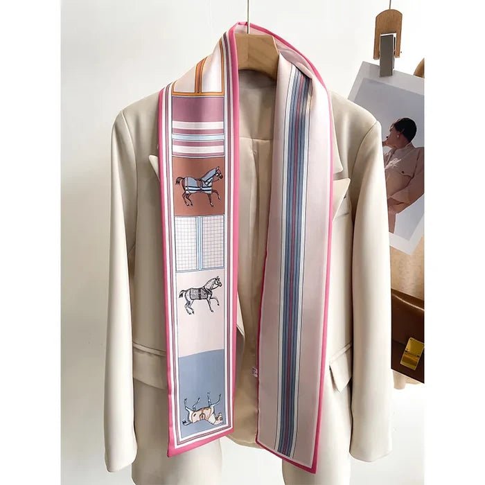 Tulay Pink Long Twilly Scarf