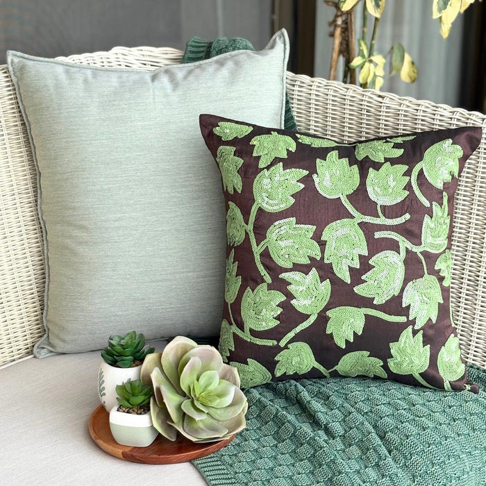 Tulip Tropicava - Dark Brown Art Silk Throw Pillow Cover