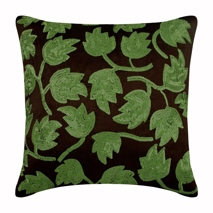 Tulip Tropicava - Dark Brown Art Silk Throw Pillow Cover