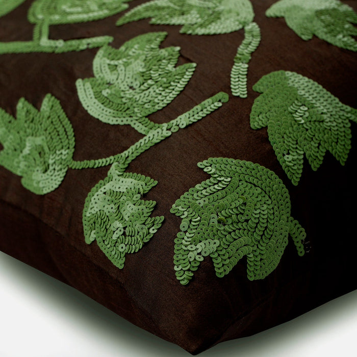 Tulip Tropicava - Dark Brown Art Silk Throw Pillow Cover